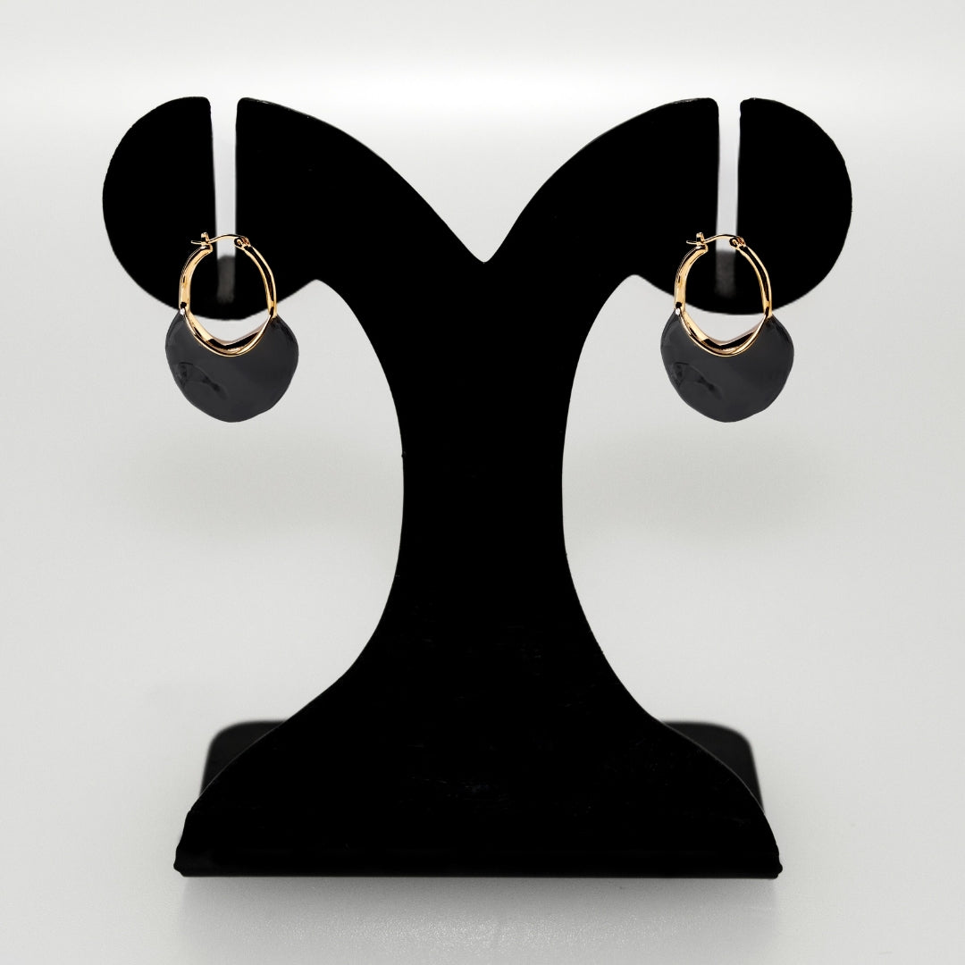 Sculpted Arc Hoop Earrings Black Nestasia