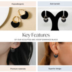 Sculpted Arc Hoop Earrings Black Nestasia