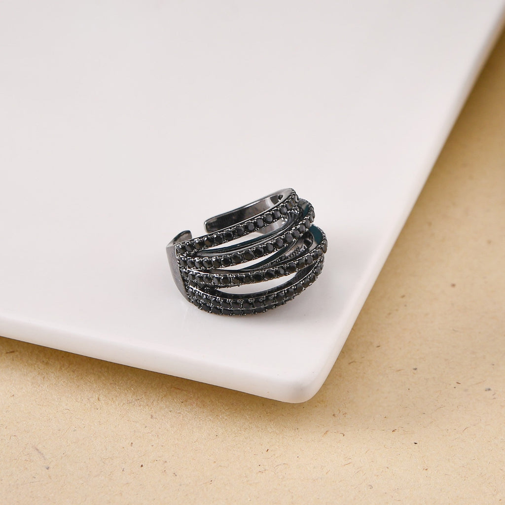 Sculpted Layers Oxidised Silver Ring Nestasia