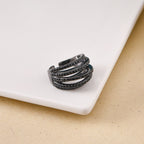 Sculpted Layers Oxidised Silver Ring Nestasia