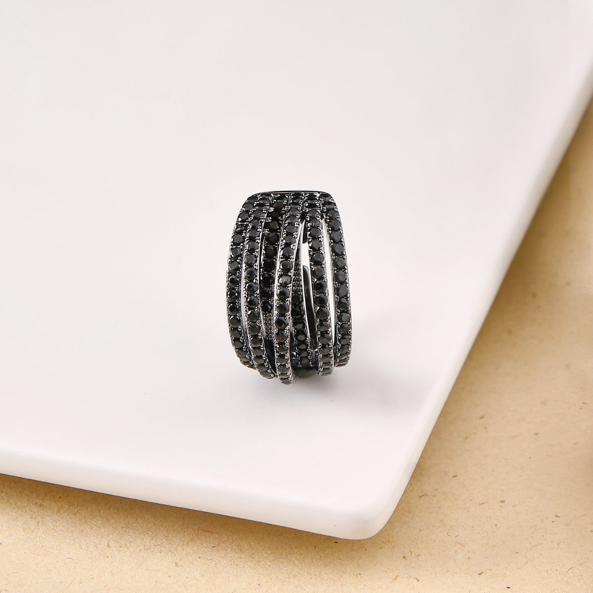 Sculpted Layers Oxidised Silver Ring Nestasia
