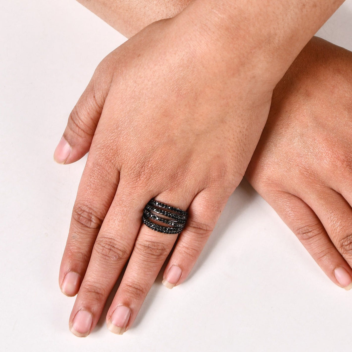 Sculpted Layers Oxidised Silver Ring Nestasia