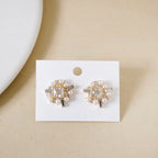 Sculptural Edgy Gold Stud Earrings Nestasia