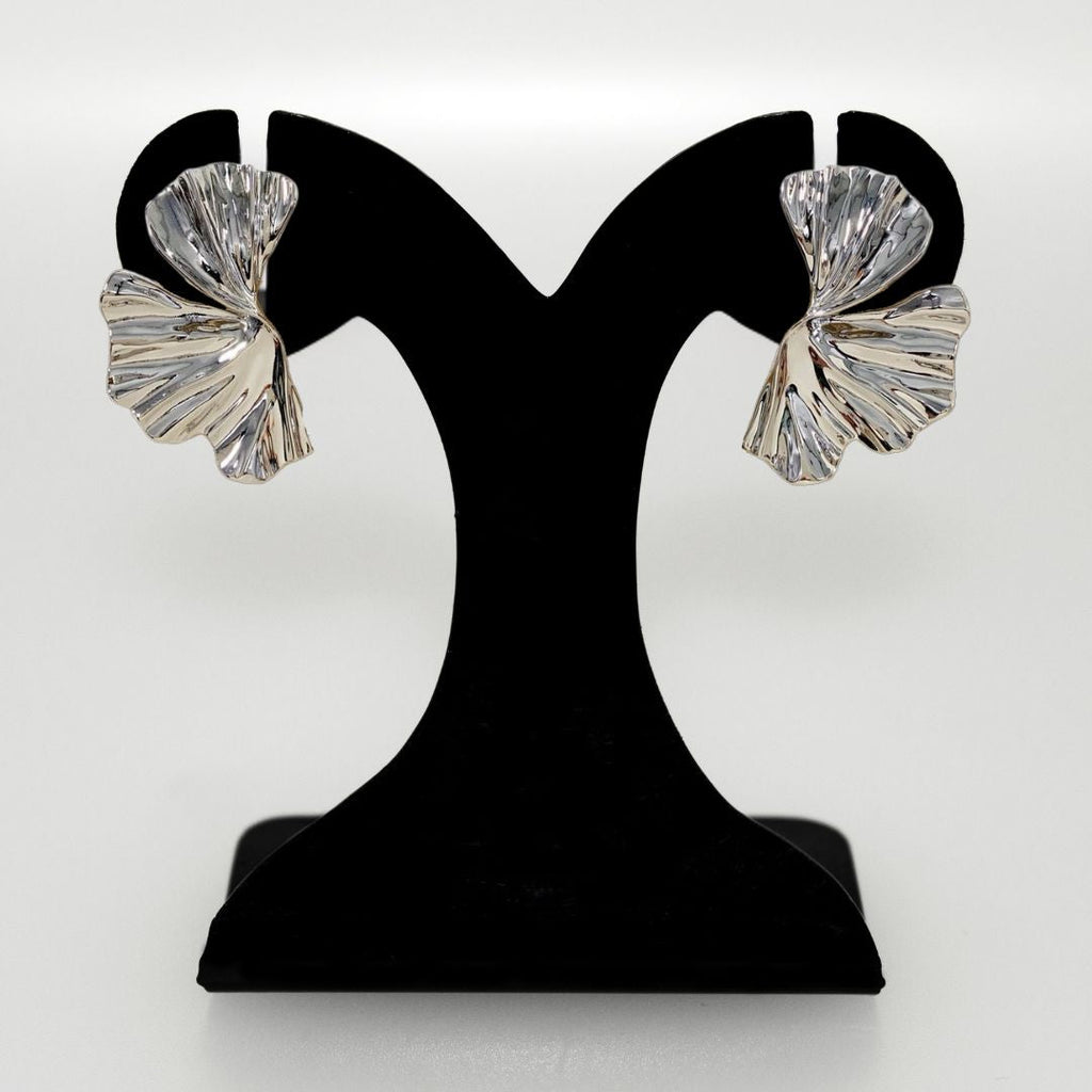 Sculptural Twisted Ginkgo Leaf Earrings Nestasia