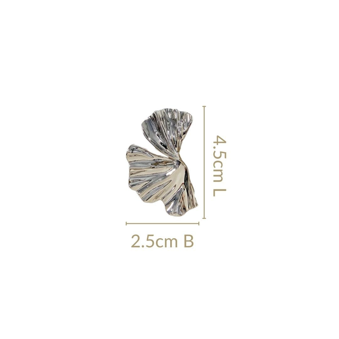 Sculptural Twisted Ginkgo Leaf Earrings Nestasia