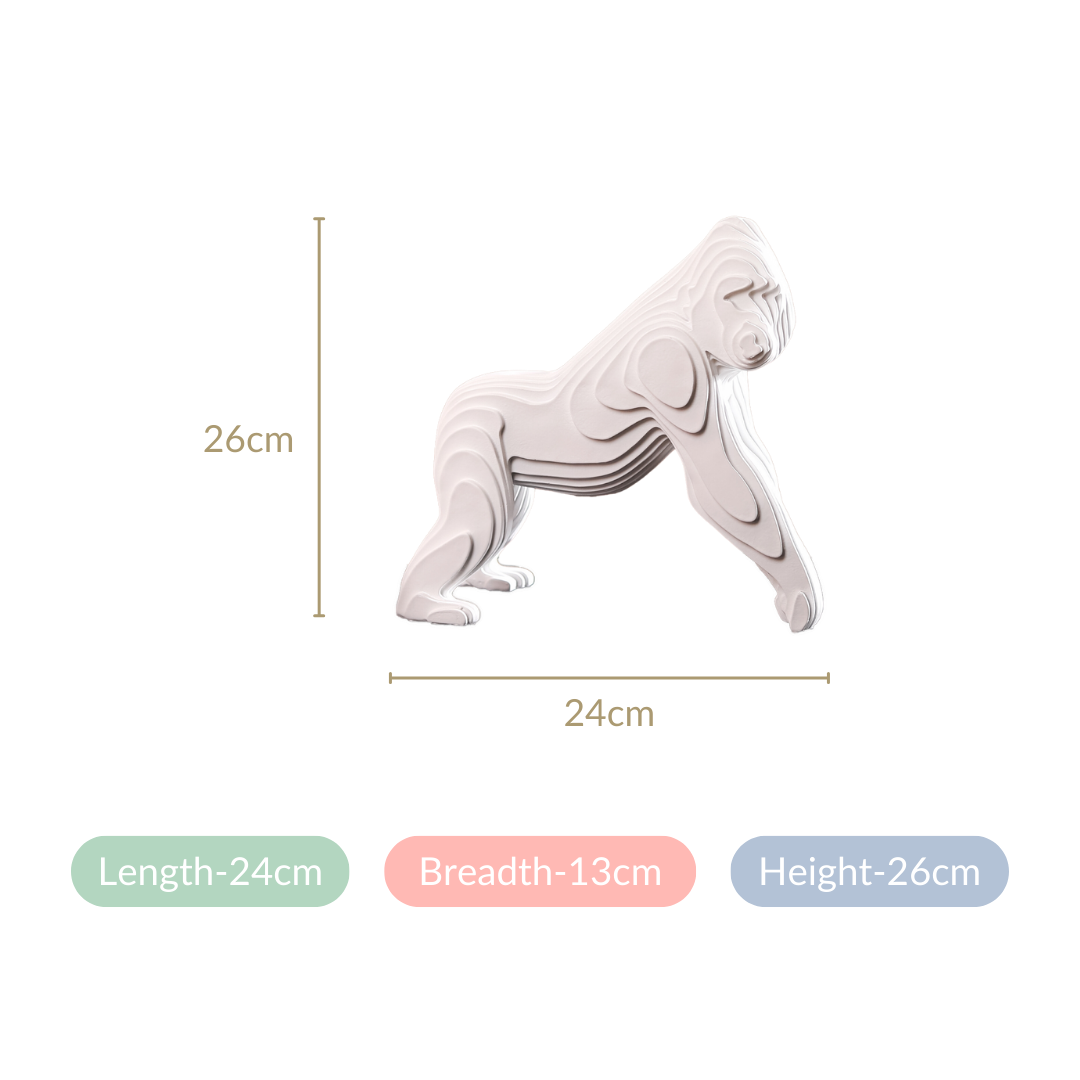 Minimalist Gorilla Sculpture White Nestasia