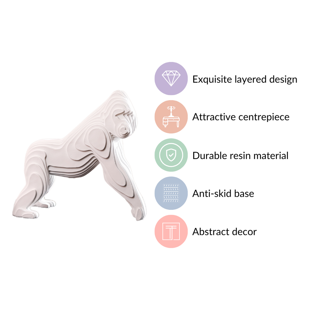 Minimalist Gorilla Sculpture White Nestasia