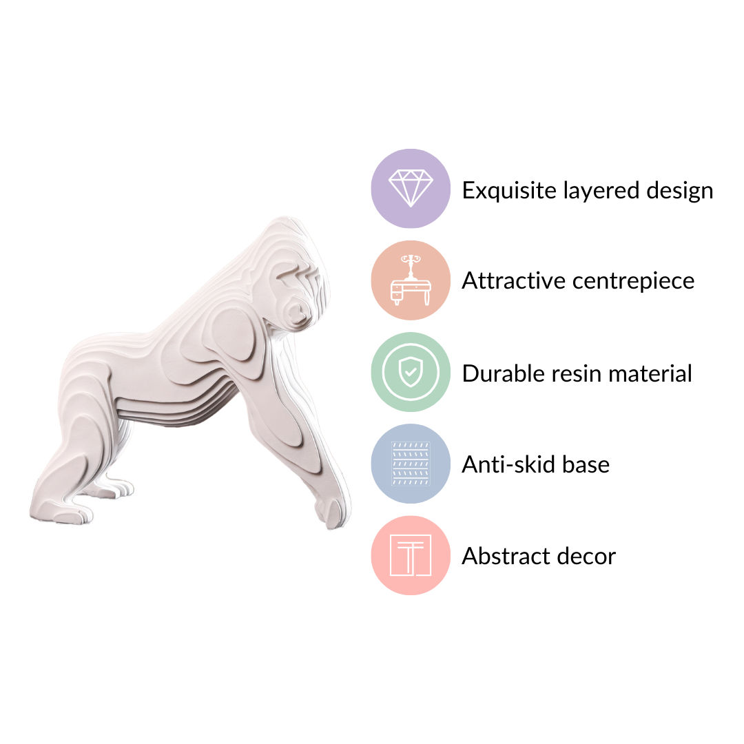 Minimalist Gorilla Sculpture White Nestasia