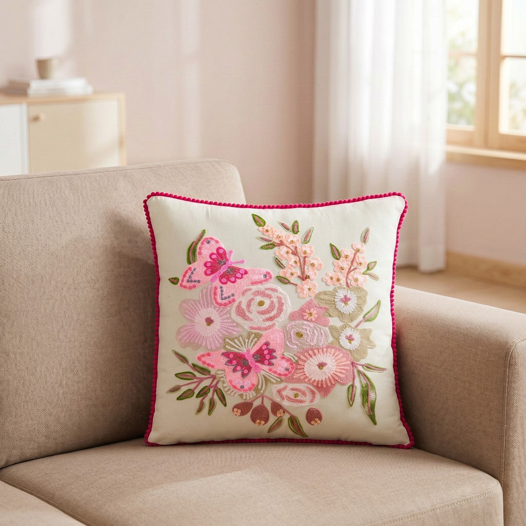Secret Garden Embroidered Cushion Cover 40x40cm Nestasia