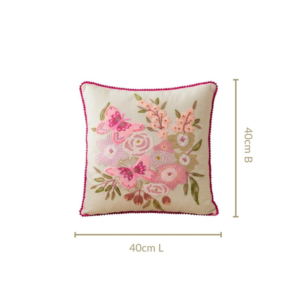 Secret Garden Embroidered Cushion Cover 40x40cm Nestasia