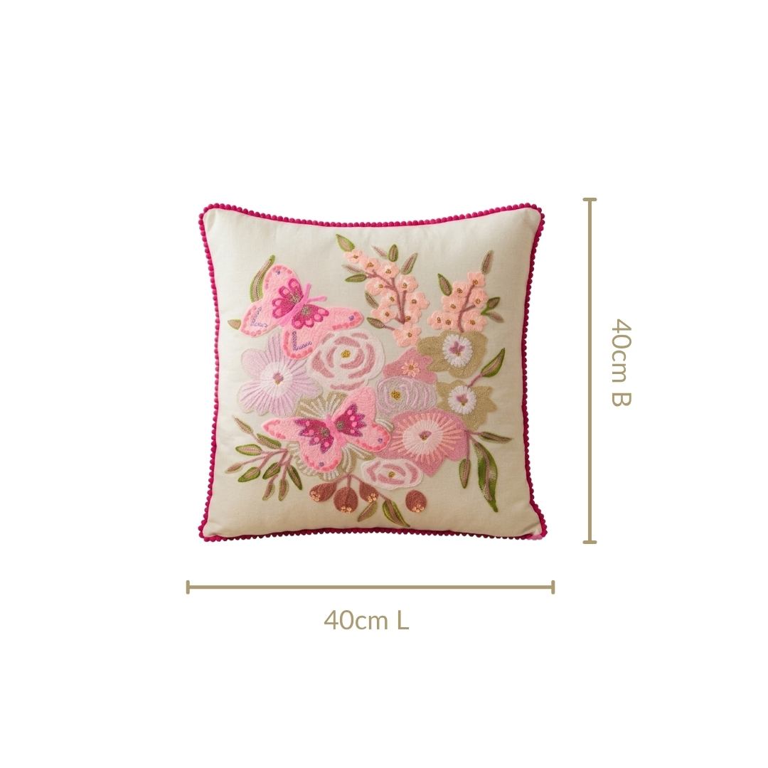 Secret Garden Embroidered Cushion Cover 40x40cm Nestasia