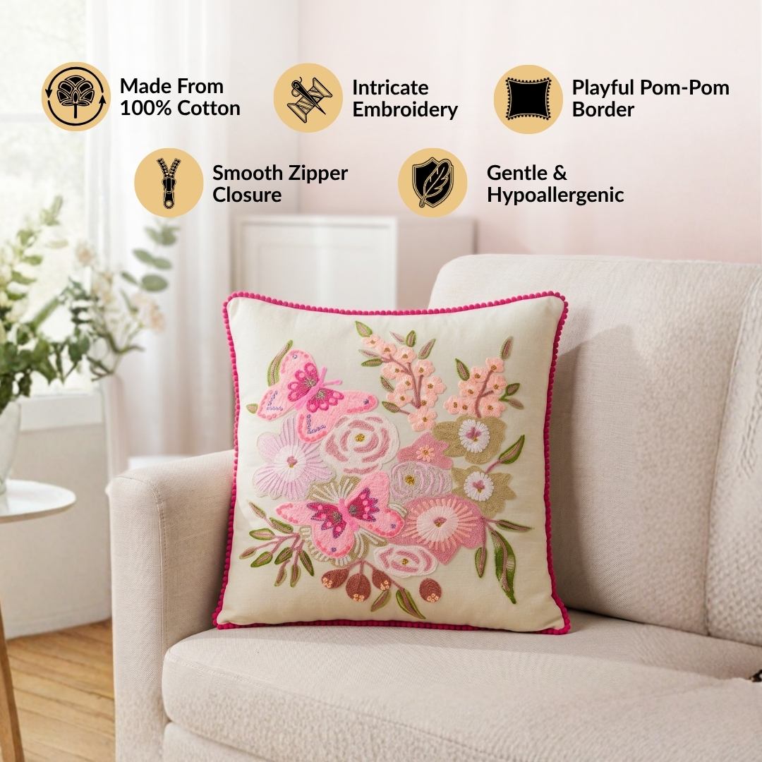 Secret Garden Embroidered Cushion Cover 40x40cm Nestasia