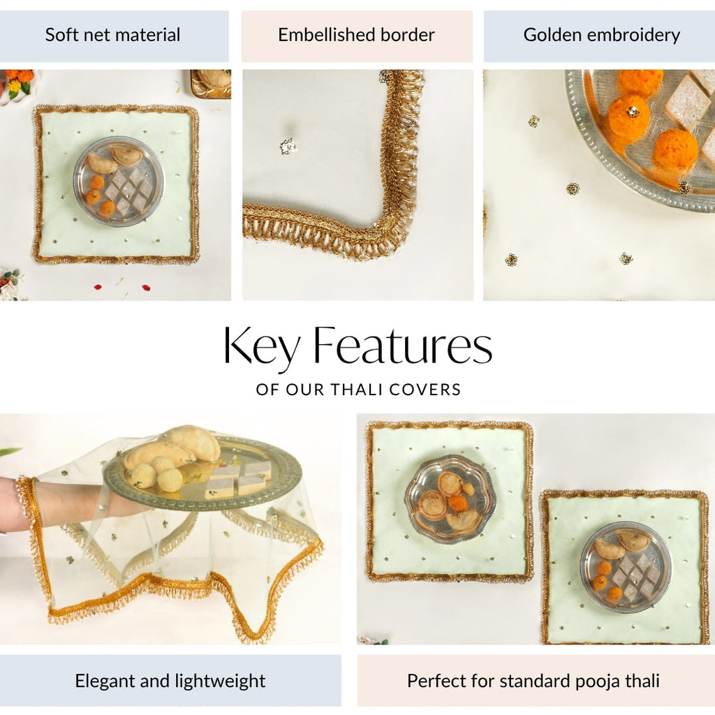 Sequinned Sage Thali Covers Set Of 2 Nestasia