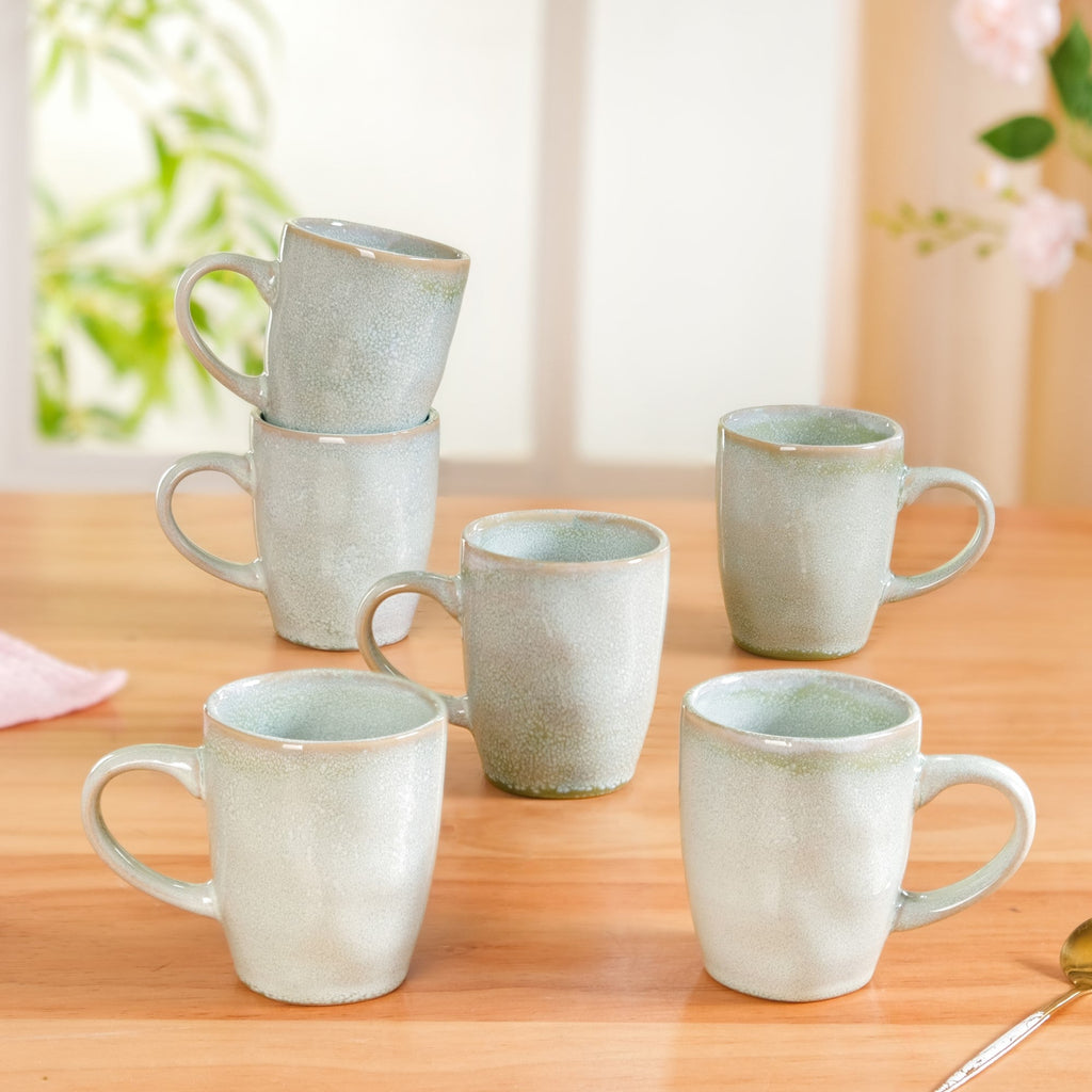 Set Of 6 Sera Light Green Ceramic Coffee Mug 250ml Nestasia
