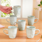 Set Of 6 Sera Light Green Ceramic Coffee Mug 250ml Nestasia
