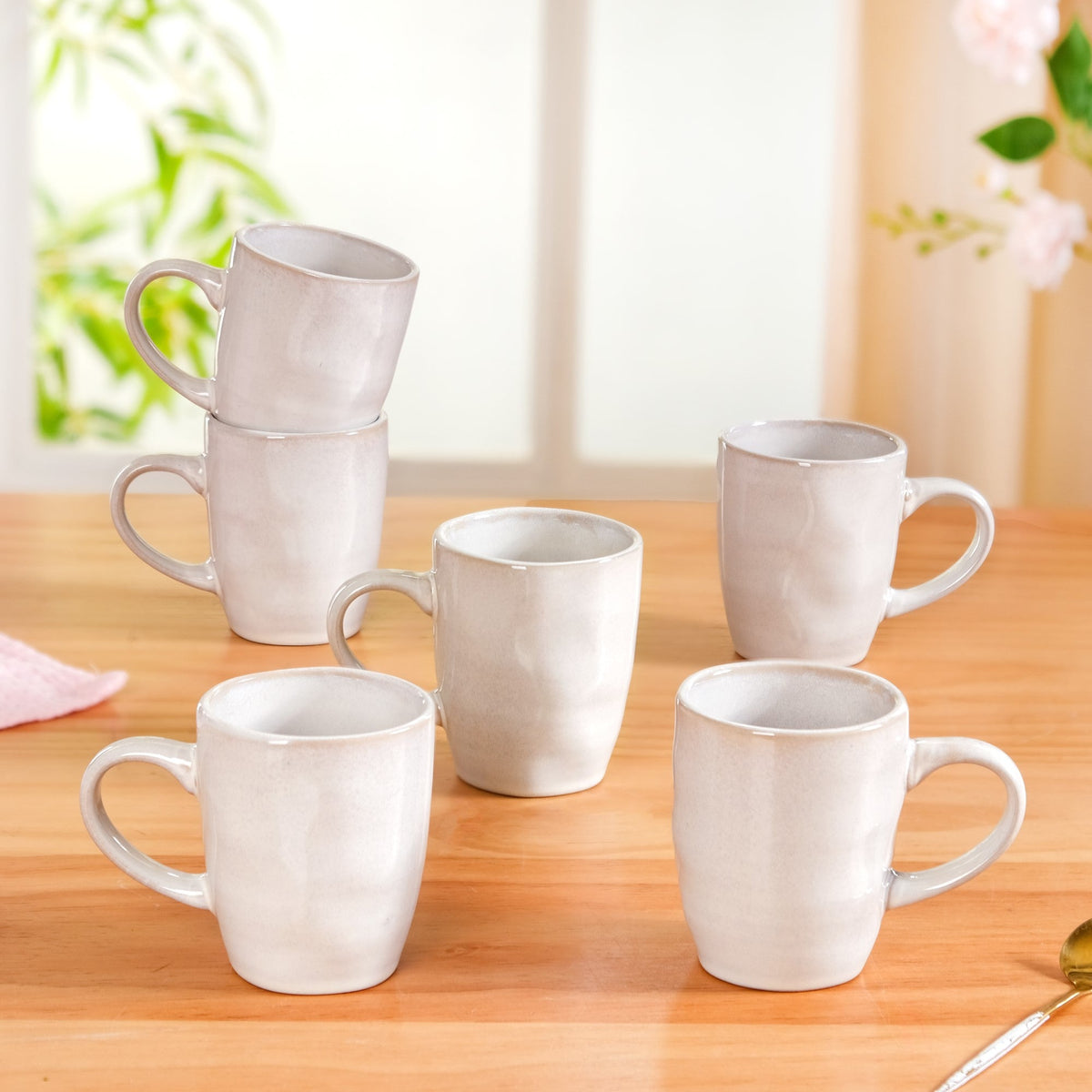Set Of 6 Sera Ceramic Coffee Mug Off White 250ml Nestasia