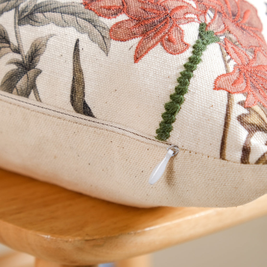 Serene Songbird Embroidered Cotton Cushion Cover 40x40cm Nestasia