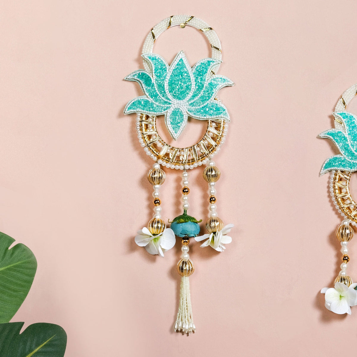 Lotus Bloom Wall Hanging Set Of 2 Mint Blue Nestasia