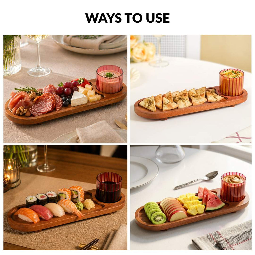 Platterazzi Serving Platter With Striped Bowl Set Of 2 Nestasia