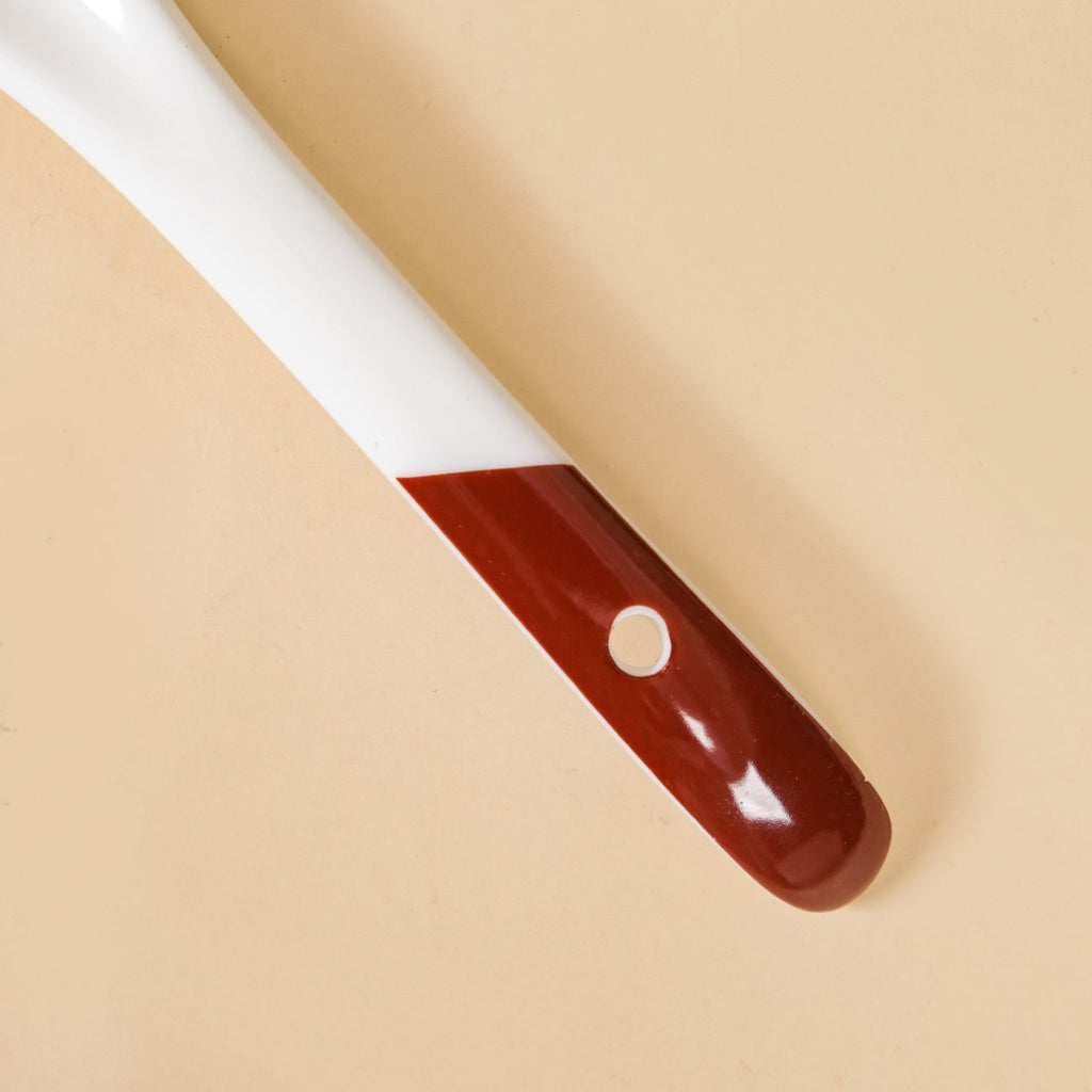 Set Of 4 Ceramic Serving Spoons White And Brown Nestasia
