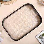 Embossed Serving Tray With Bamboo Wood Frame Nestasia
