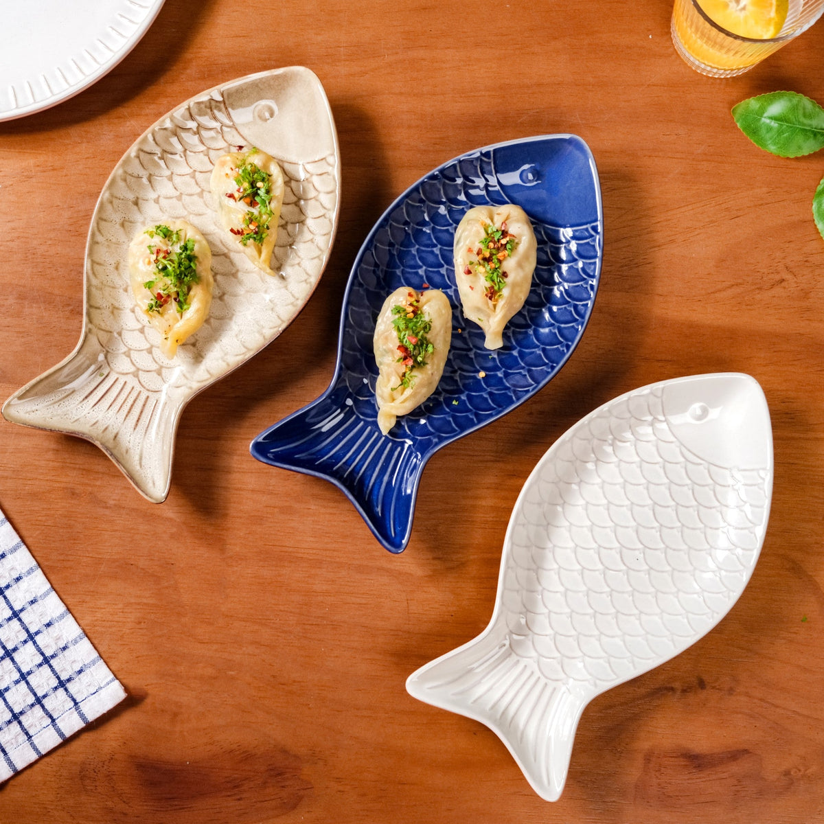 Fish Ceramic Platter Set Of 3 Nestasia