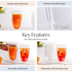 Set Of 2 Insulated Double Wall Cocktail Glasses 400ml Nestasia