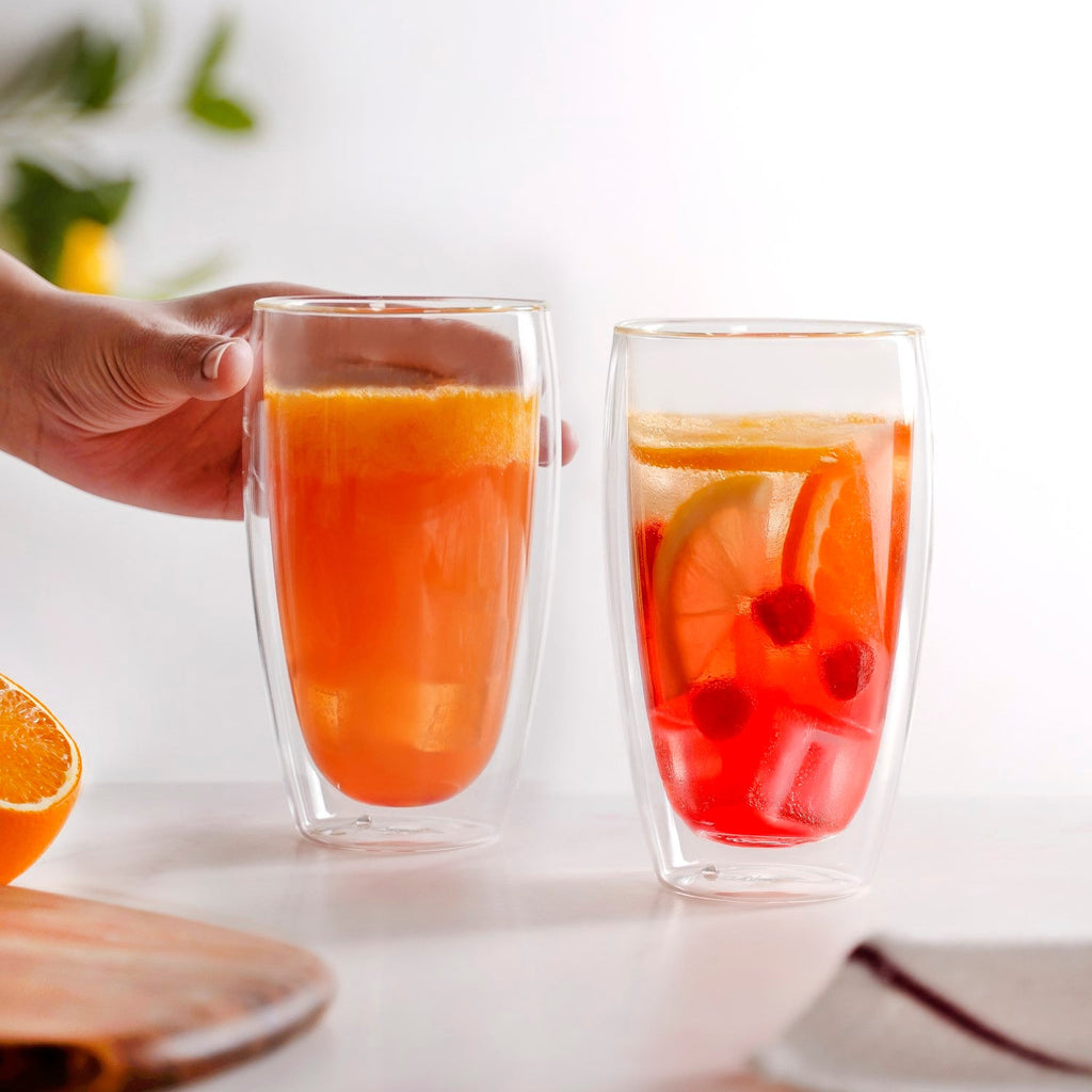 Set Of 2 Insulated Double Wall Cocktail Glasses 400ml Nestasia