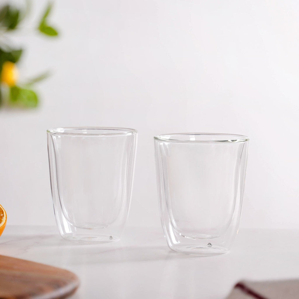 Set Of 2 Transparent Double Wall Tumblers 300ml Nestasia