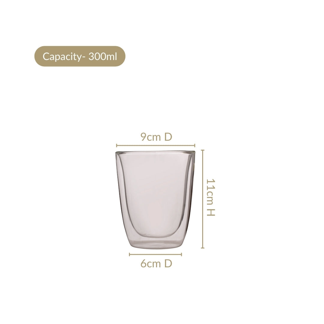 Set Of 2 Transparent Double Wall Tumblers 300ml Nestasia