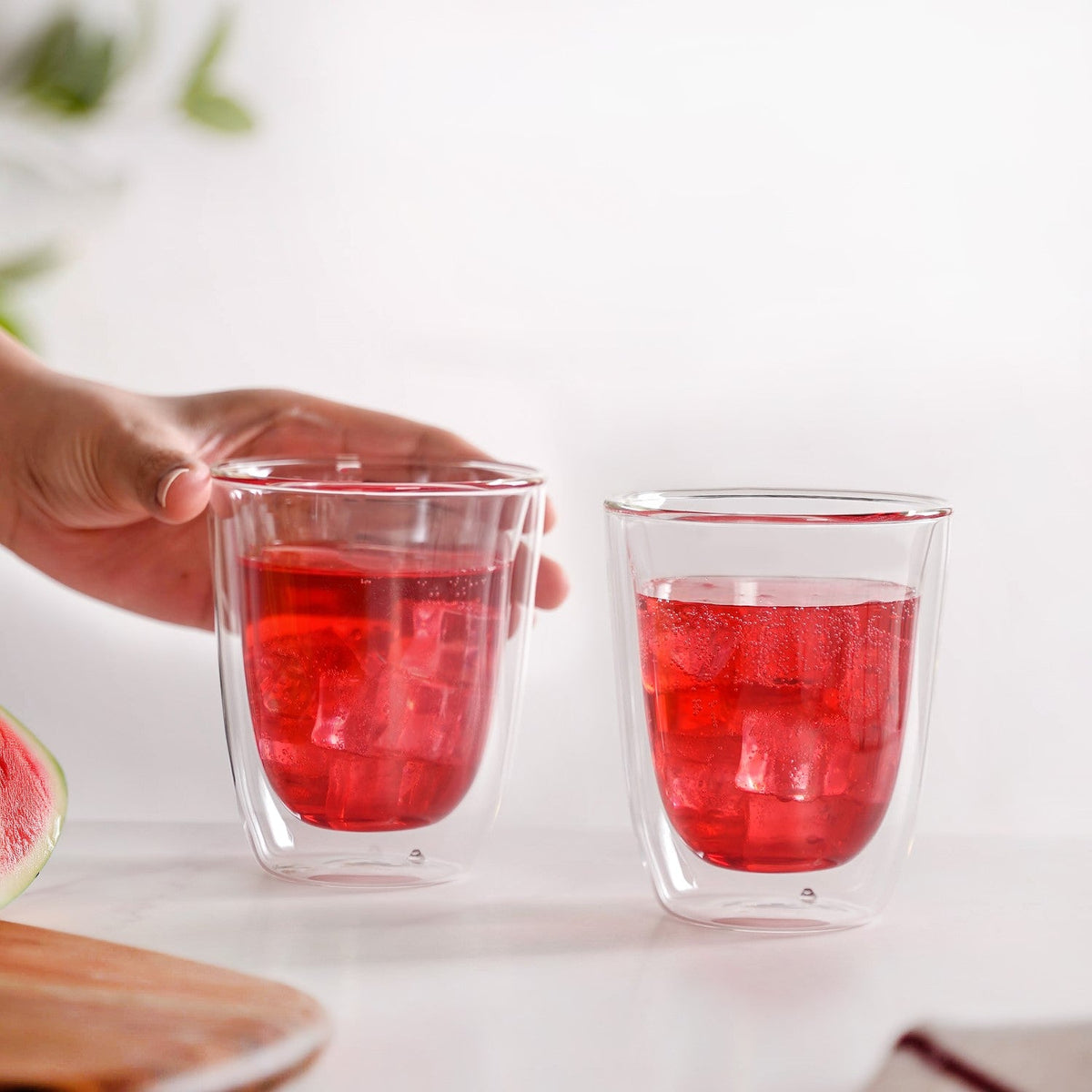 Set Of 2 Transparent Double Wall Tumblers 300ml Nestasia