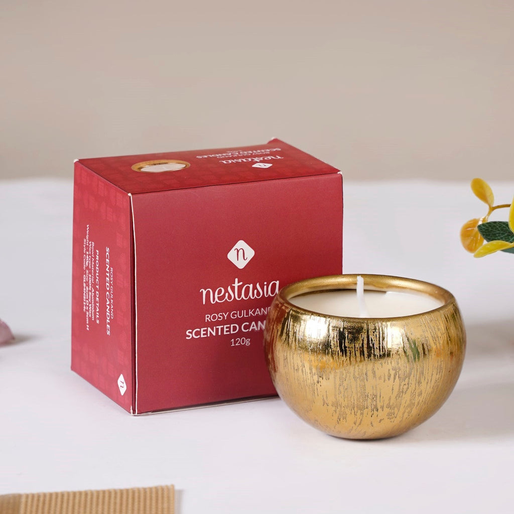 Set Of 4 Festive Delights Gold Scented Candles Nestasia