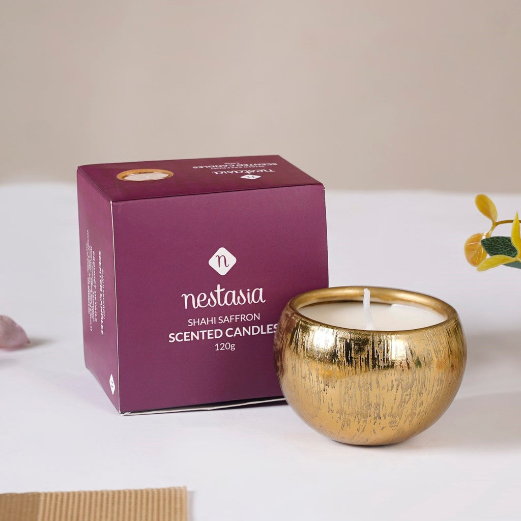 Set Of 4 Festive Delights Gold Scented Candles Nestasia