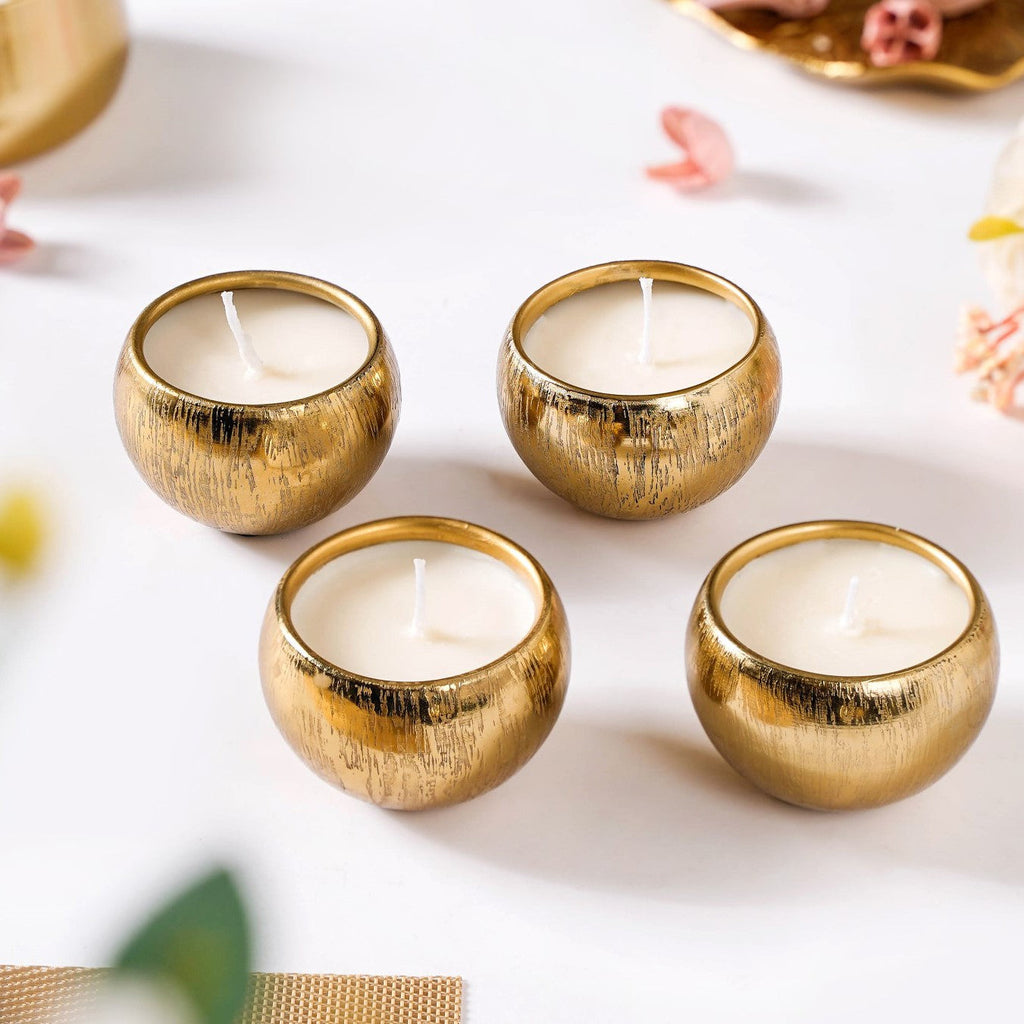 Set Of 4 Festive Delights Gold Scented Candles Nestasia