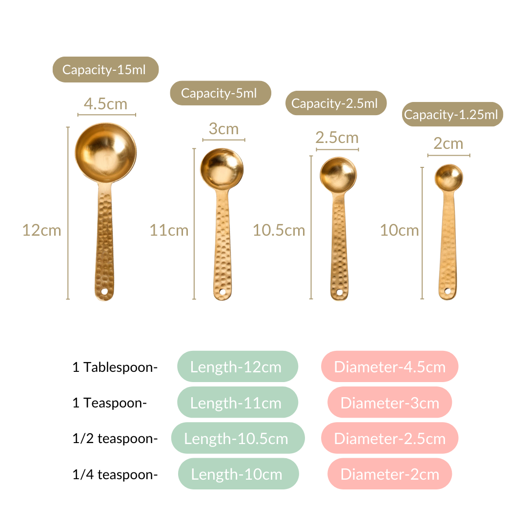 Set Of 4 Gold Measuring Spoons Nestasia