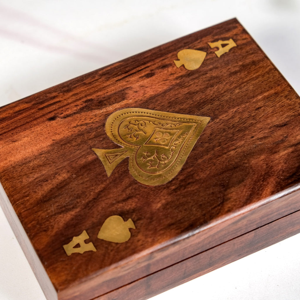 Ace Wooden Card Box With 2 Card Decks Nestasia