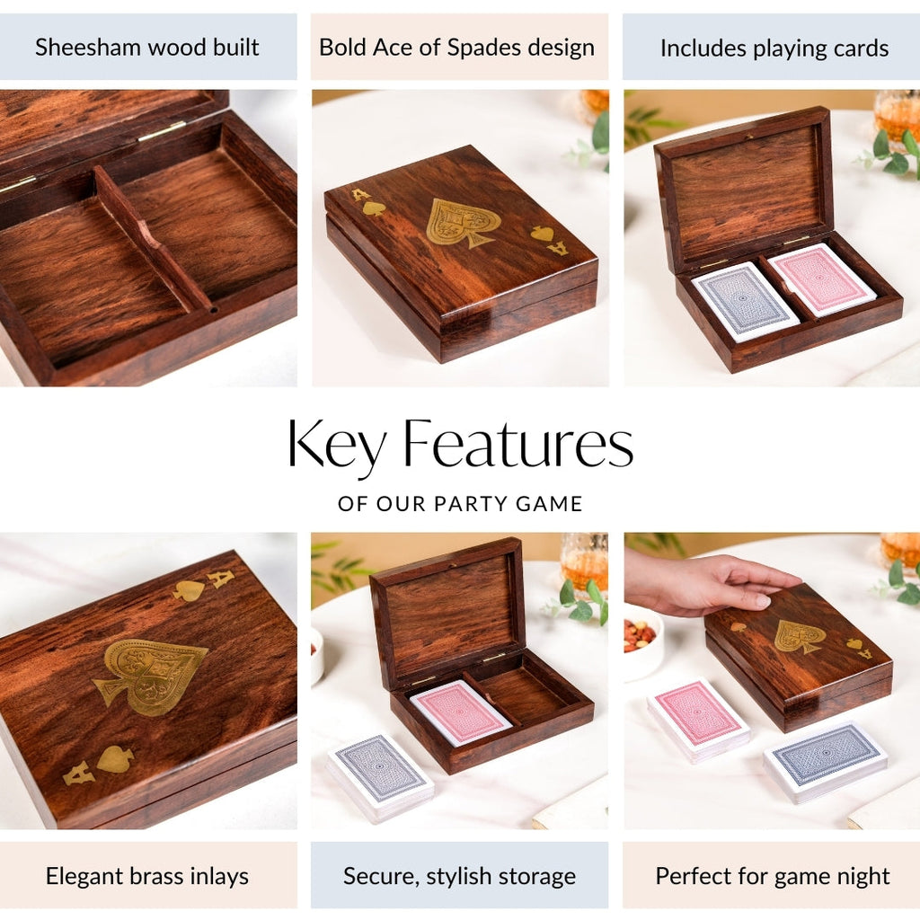 Ace Wooden Card Box With 2 Card Decks Nestasia