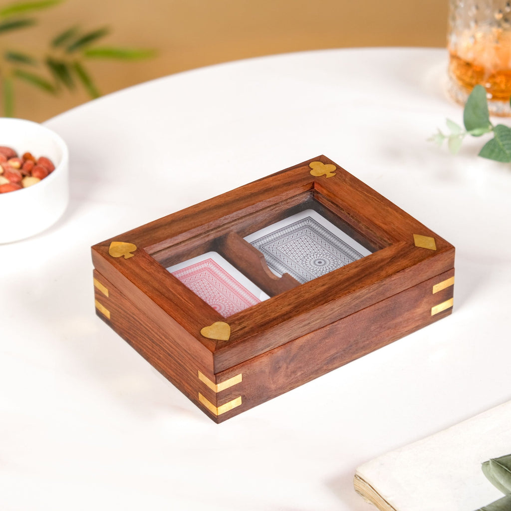 Playing Cards Set Of 2 in Wooden Display Box Nestasia