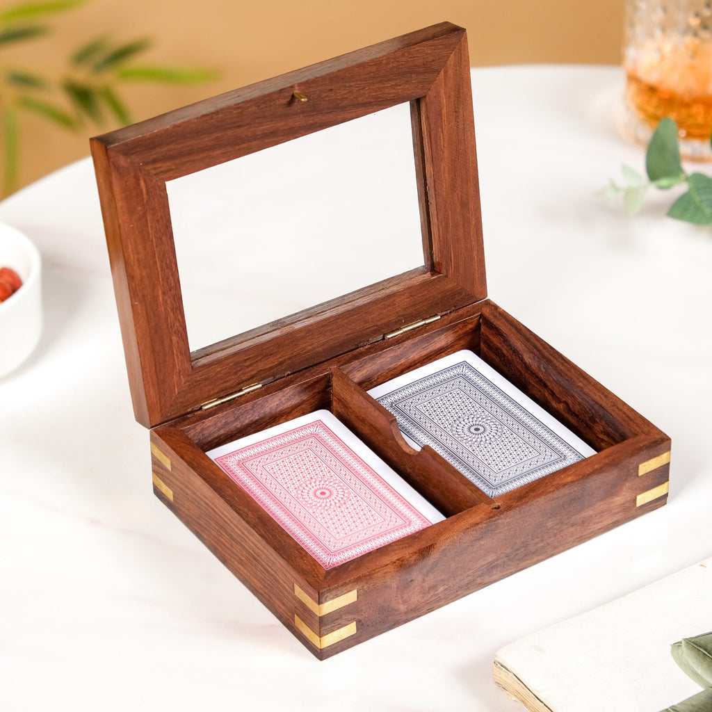 Playing Cards Set Of 2 in Wooden Display Box Nestasia