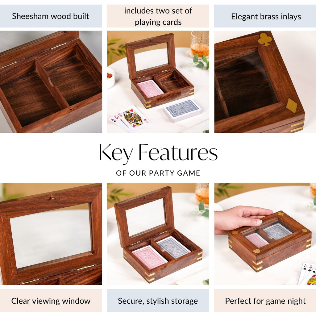 Playing Cards Set Of 2 in Wooden Display Box Nestasia