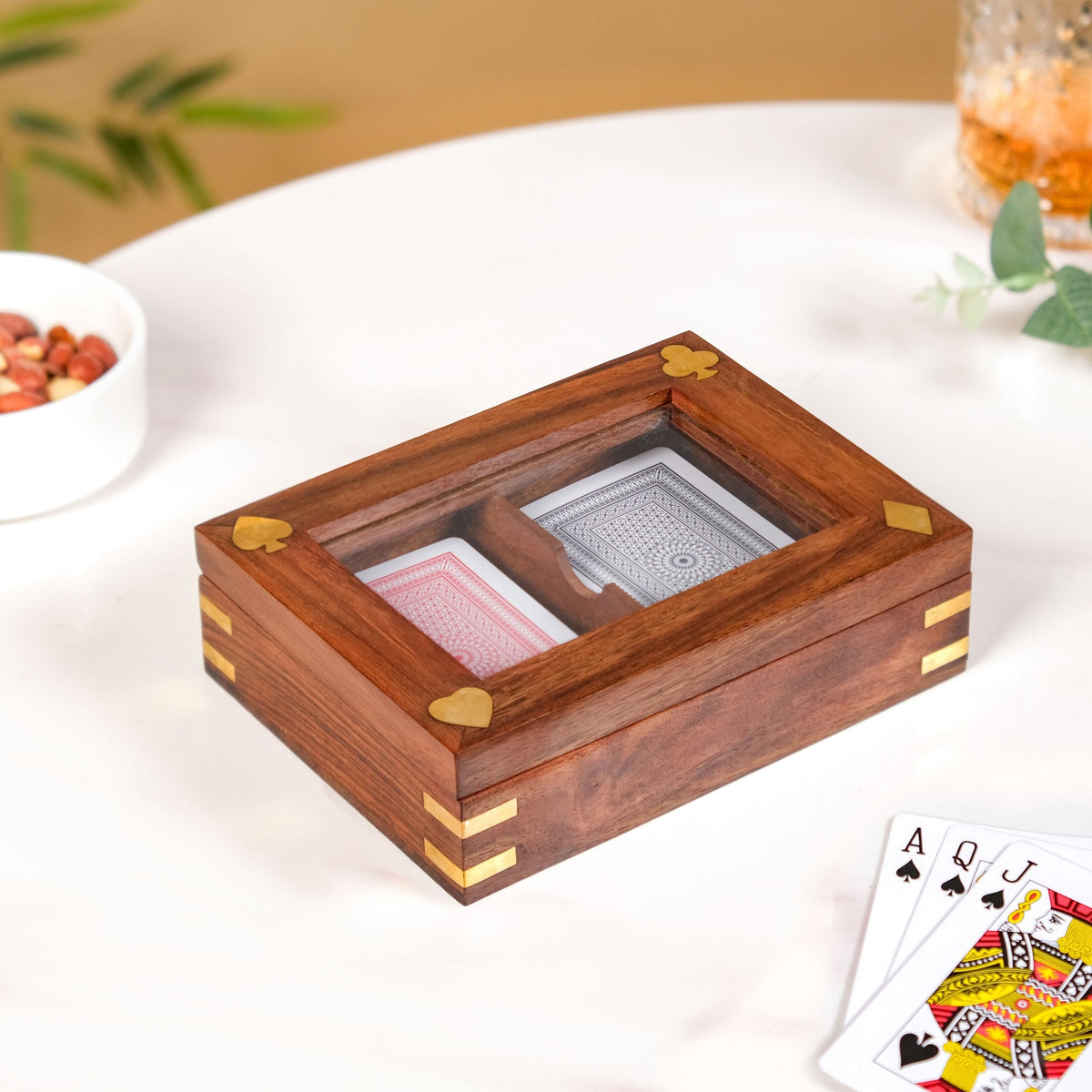 Playing Cards Set Of 2 in Wooden Display Box Nestasia