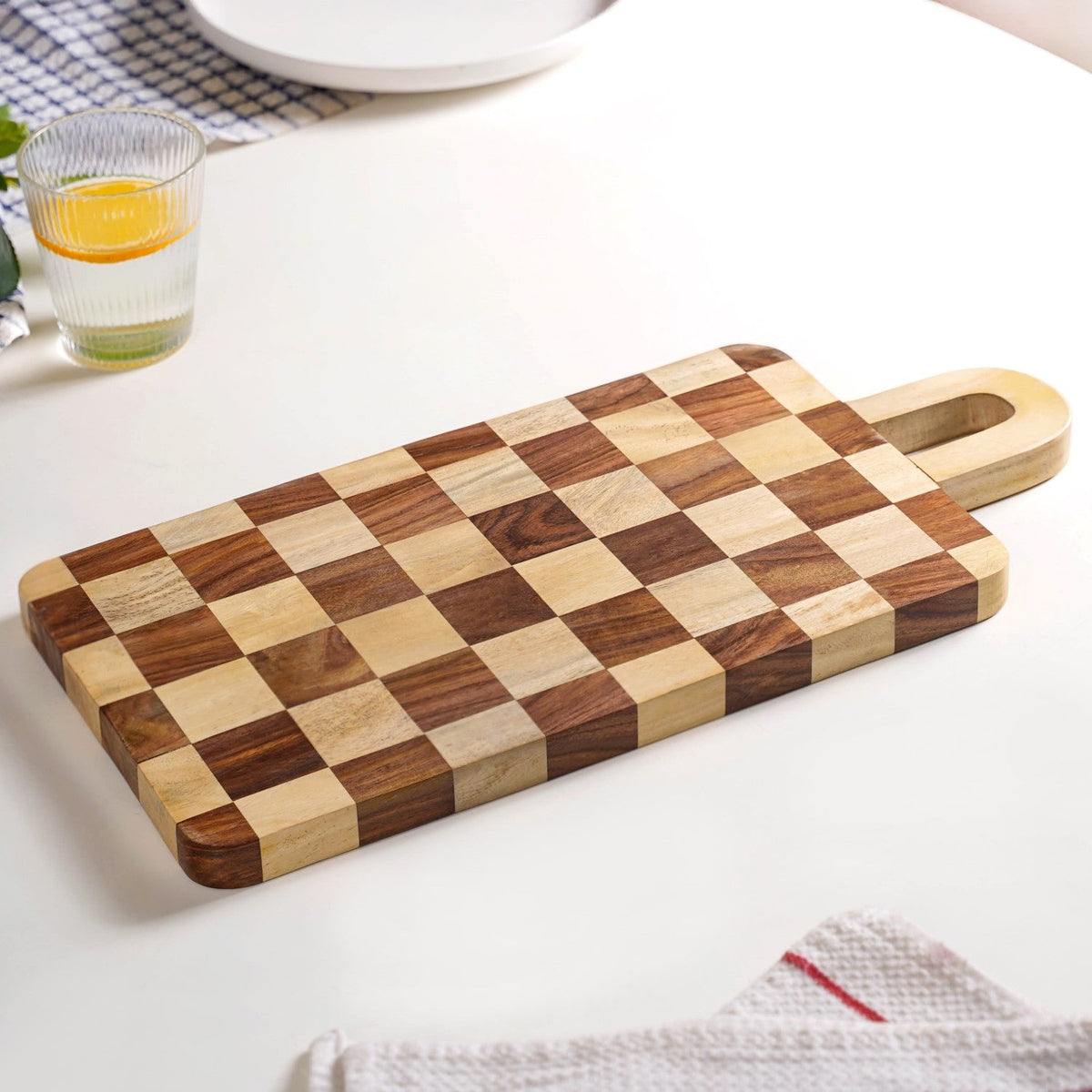 Serve And Slice Rectangle Checkered Atelier Board 45x21cm Nestasia