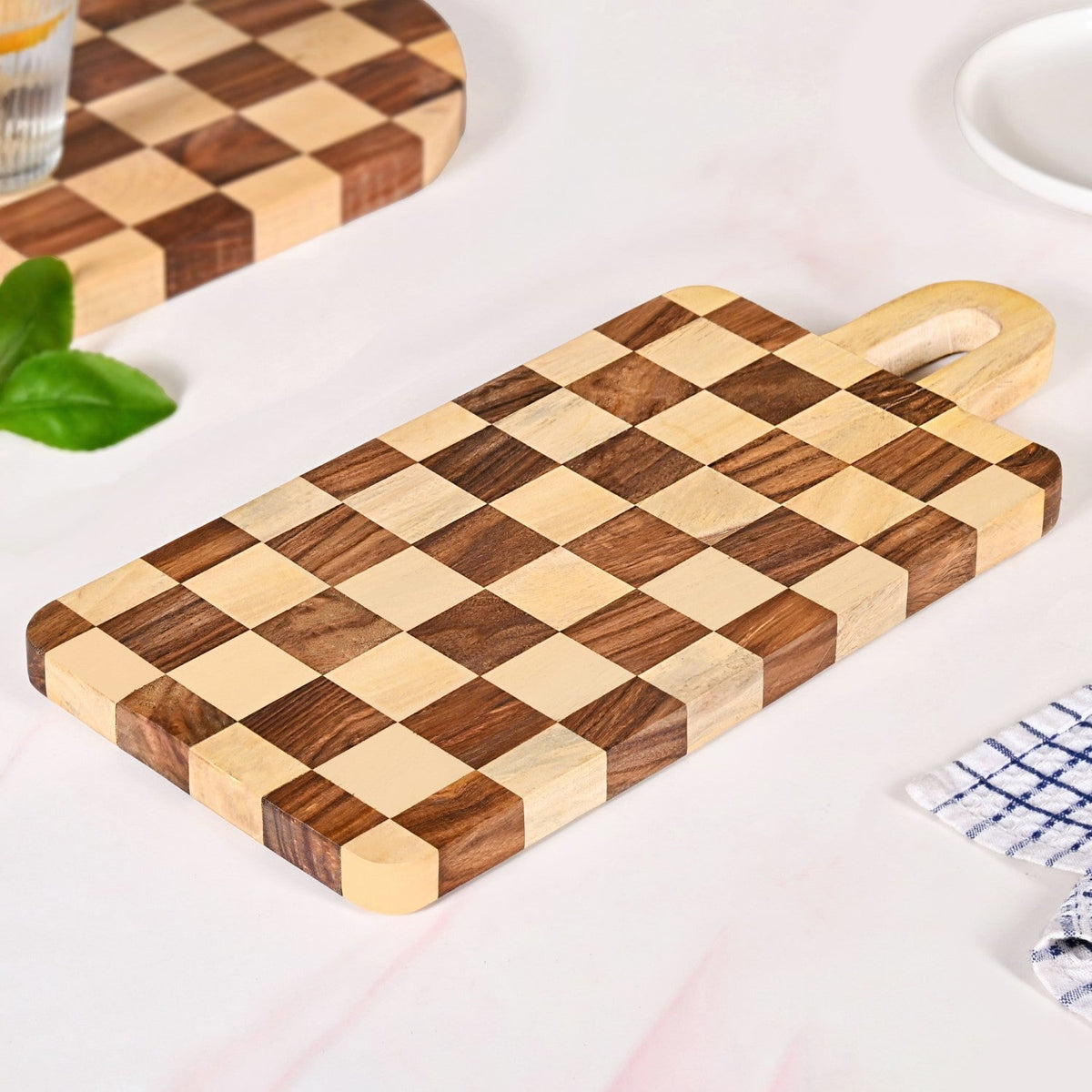 Serve And Slice Rectangle Checkered Atelier Board 45x21cm Nestasia