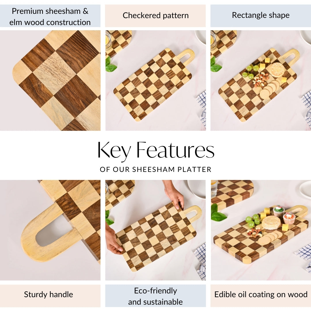Serve And Slice Rectangle Checkered Atelier Board 45x21cm Nestasia