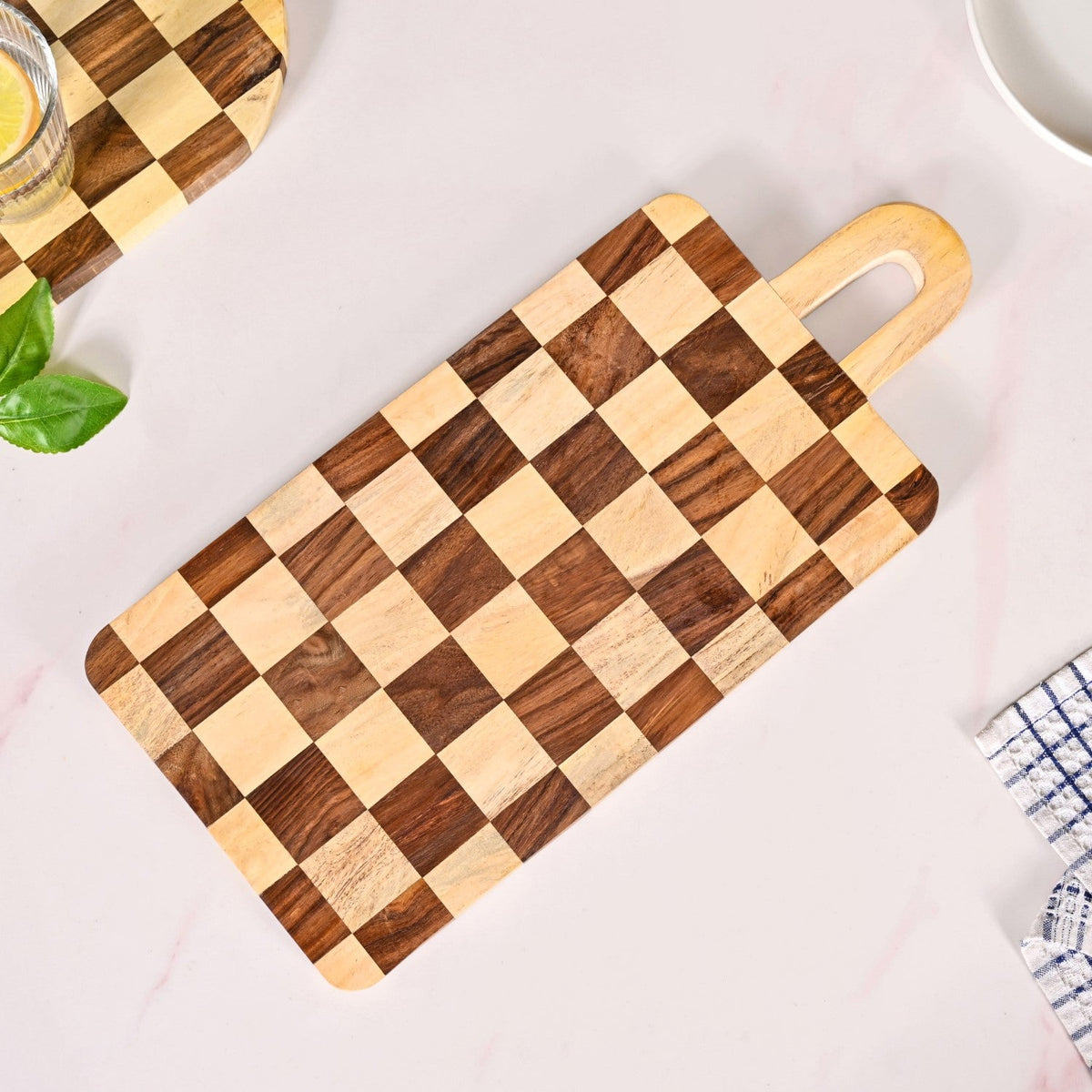 Serve And Slice Rectangle Checkered Atelier Board 45x21cm Nestasia