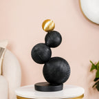 Stacked Modern Sphere Sculpture Black And Gold Nestasia
