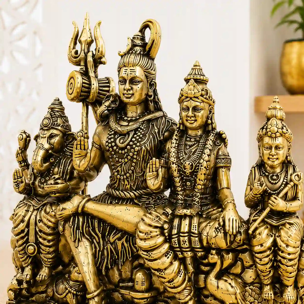 Brass Sitting Shiv Family Lightweight Idol (4.5 Inch) Vedansh Craft