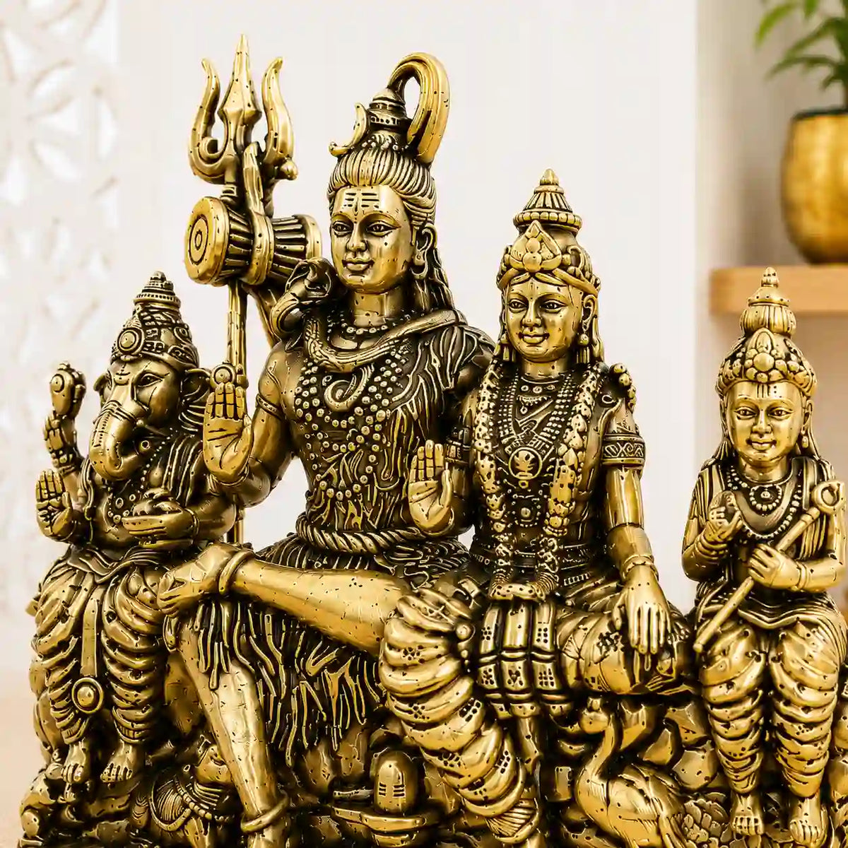Brass Sitting Shiv Family Lightweight Idol (4.5 Inch) Vedansh Craft
