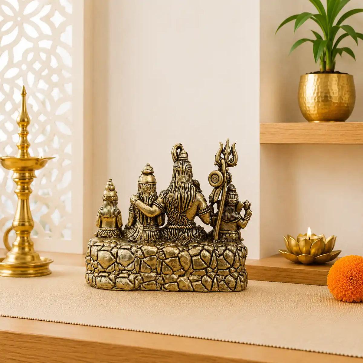 Brass Sitting Shiv Family Lightweight Idol (4.5 Inch) Vedansh Craft