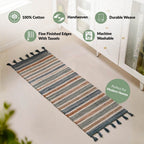 Shore Stripe Tassel Washable Floor Runner 130x50cm Nestasia